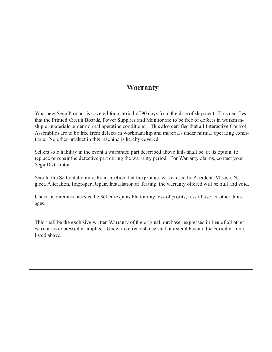 Warranty | Sega type twin F355 User Manual | Page 152 / 153
