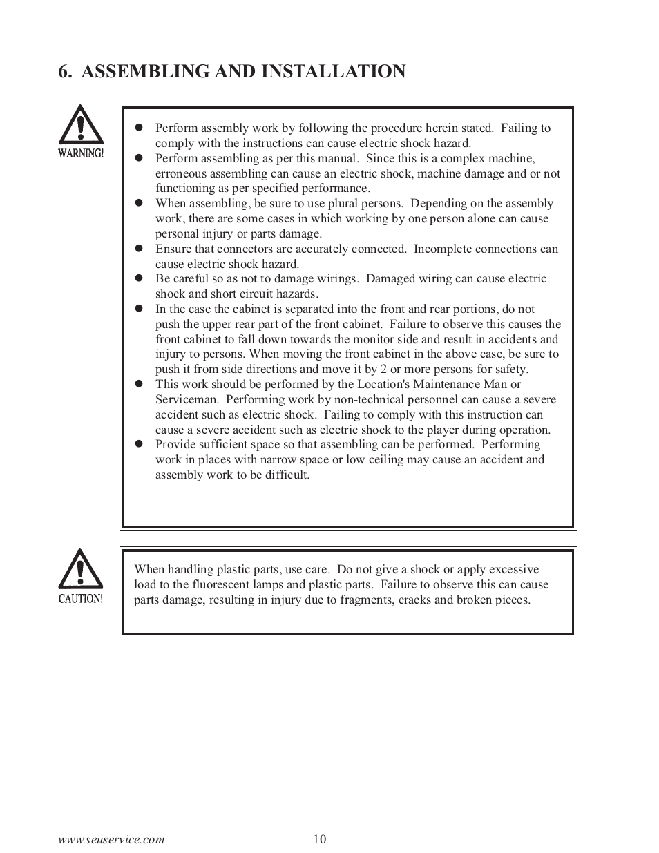 Assembling and installation | Sega type twin F355 User Manual | Page 17 / 153