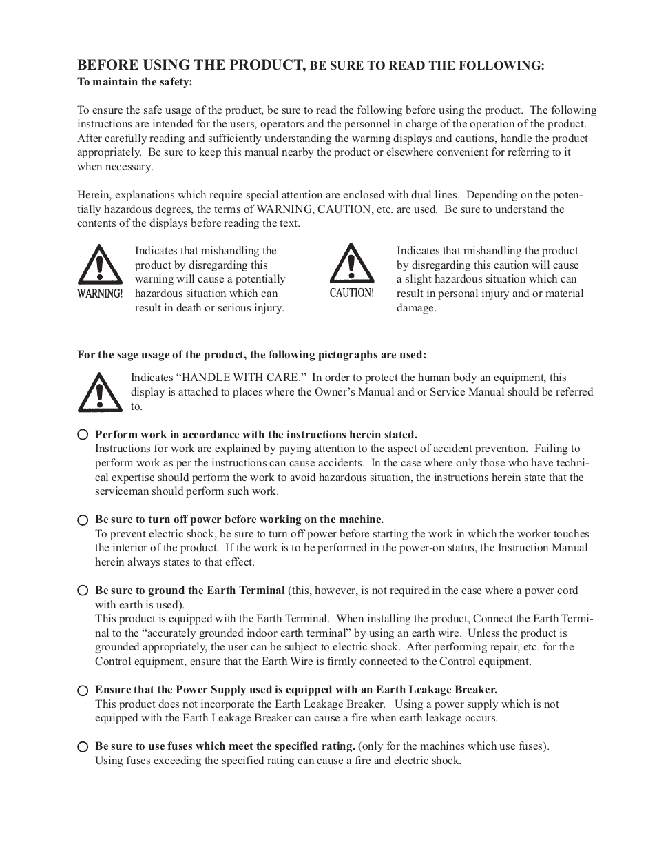 Before using the product | Sega type twin F355 User Manual | Page 3 / 153