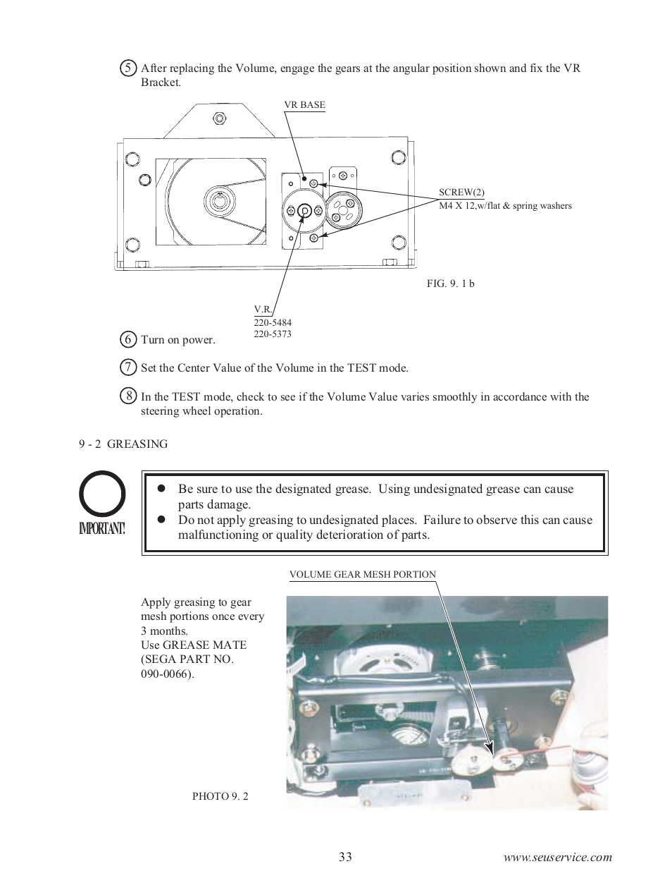 Important | Sega type twin F355 User Manual | Page 40 / 153