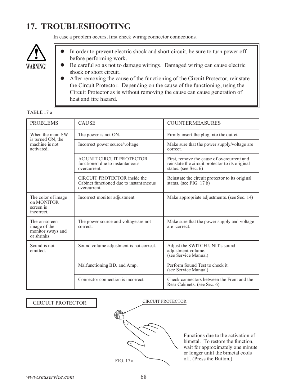 Troubleshooting, Warning | Sega type twin F355 User Manual | Page 75 / 153