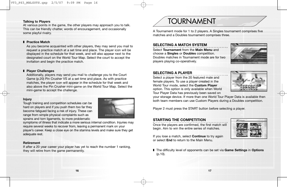 Tournament | Sega VirtuaTennis 3 061213 User Manual | Page 10 / 16