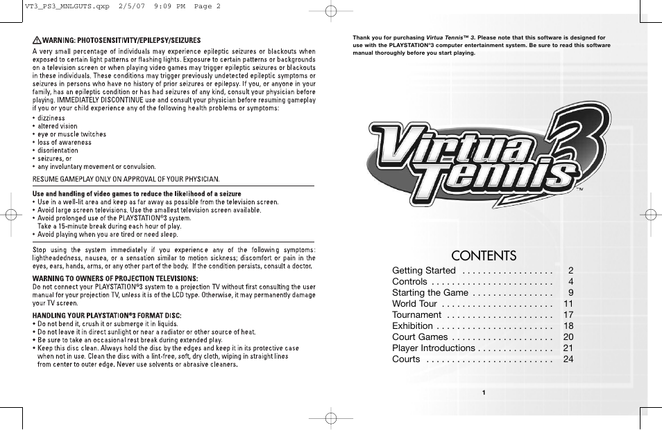 Sega VirtuaTennis 3 061213 User Manual | Page 2 / 16