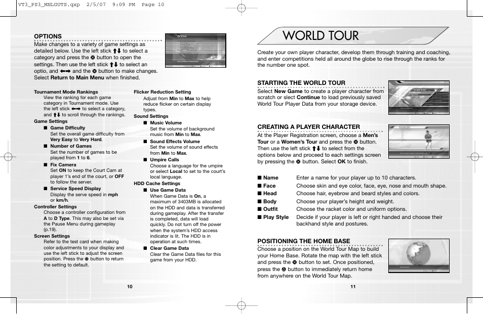 World tour | Sega VirtuaTennis 3 061213 User Manual | Page 7 / 16