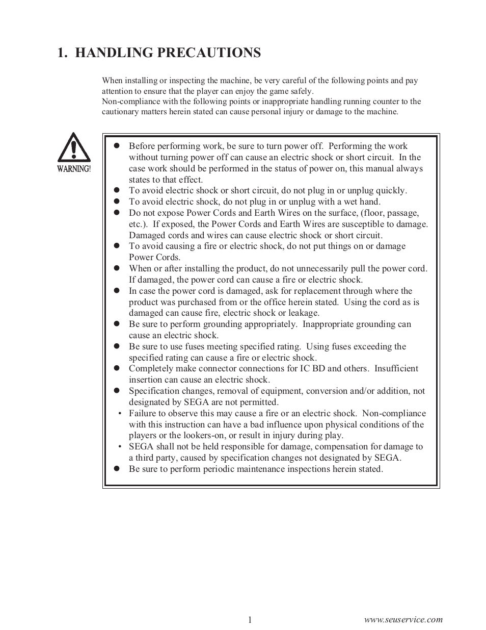 Handling precautions | Sega WaveRunner GP User Manual | Page 10 / 182
