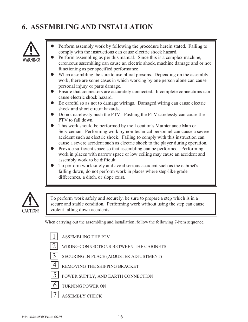 Assembling and installation | Sega WaveRunner GP User Manual | Page 25 / 182