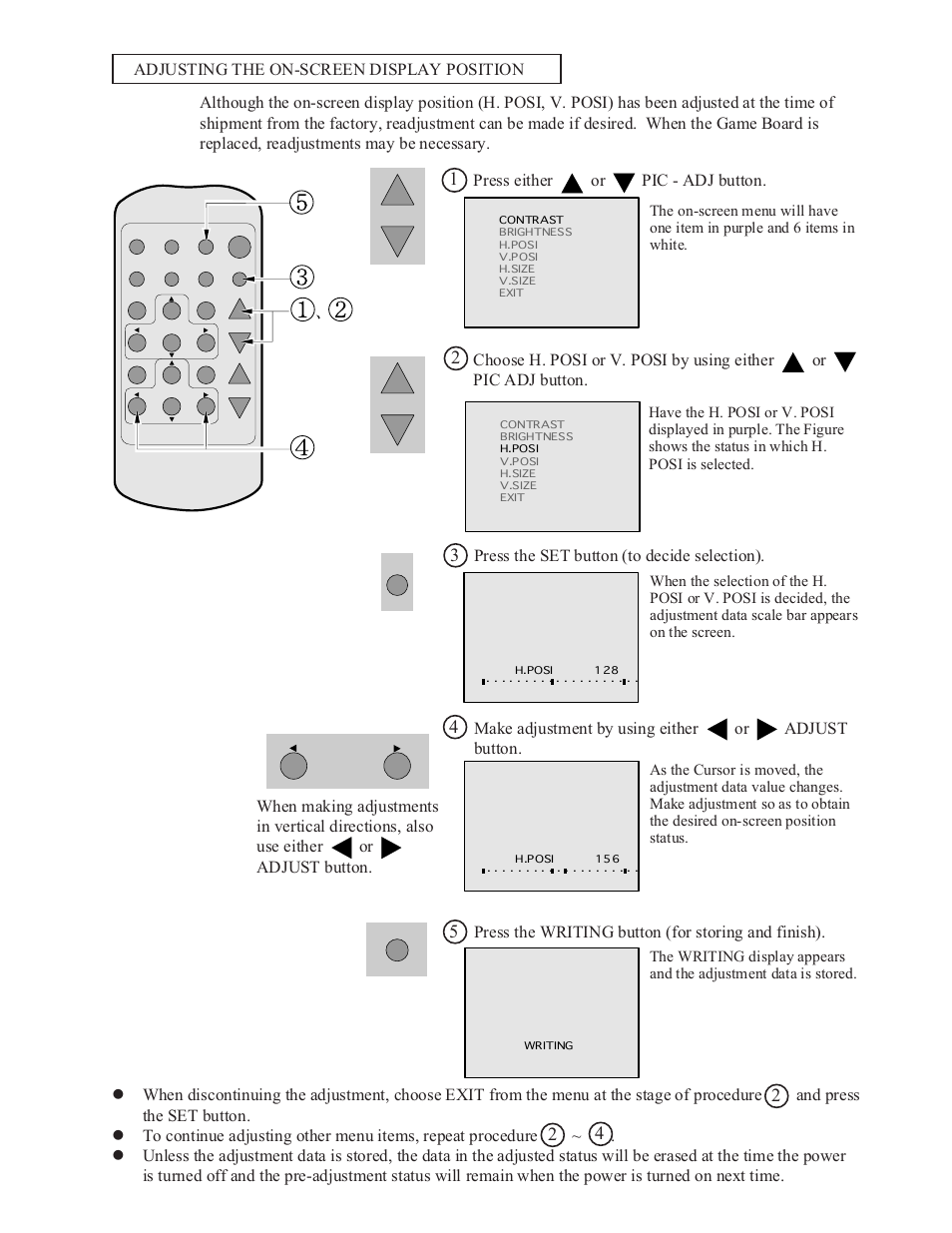 Press either or pic - adj button | Sega WaveRunner GP User Manual | Page 98 / 182