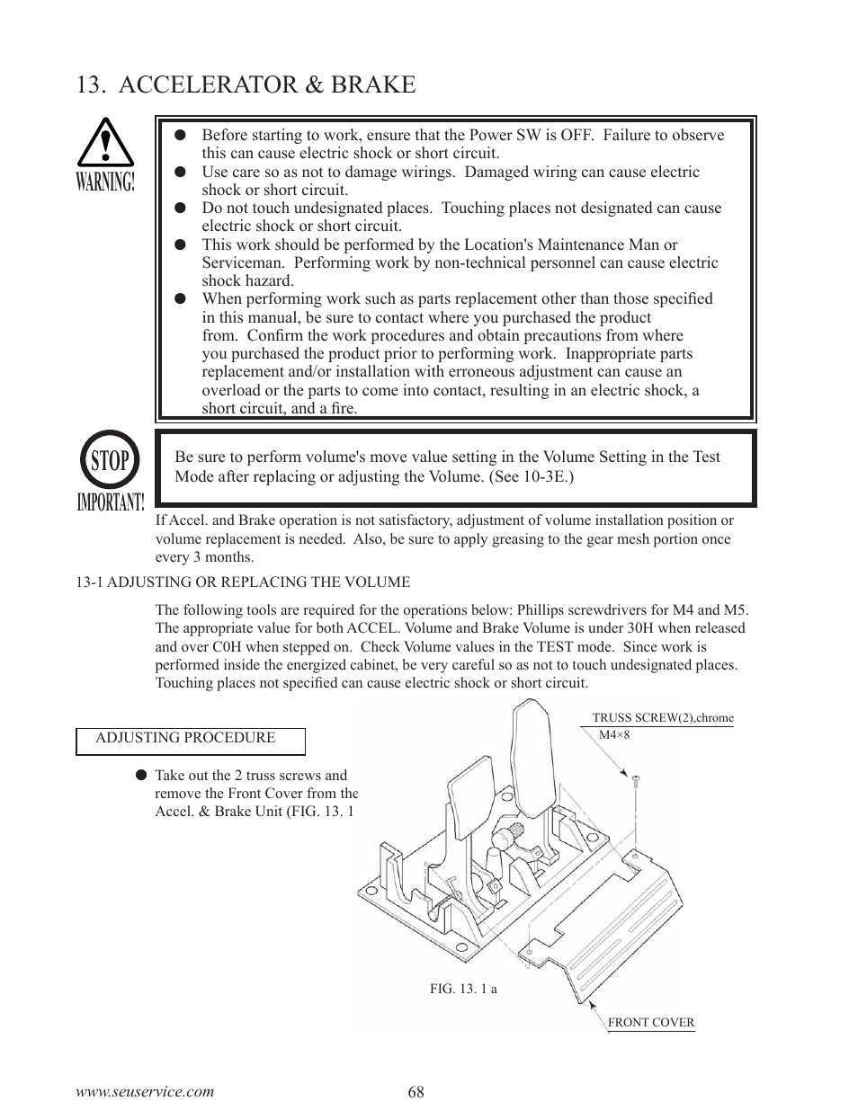 Stop, Warning, Important | Accelerator & brake | Sega INITIAL "D" TYPE TWIN. User Manual | Page 76 / 124