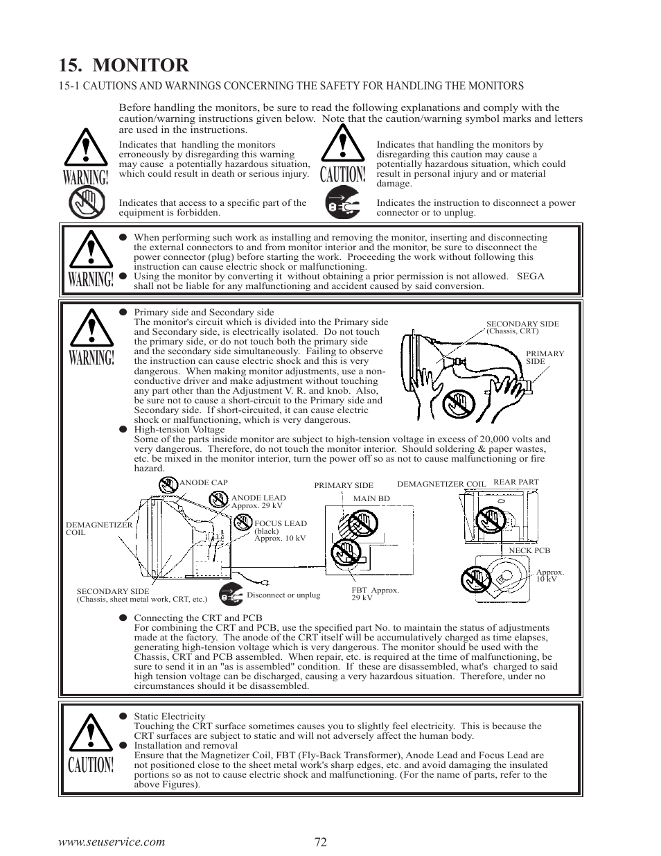 Caution, Warning, Monitor | Sega INITIAL "D" TYPE TWIN. User Manual | Page 80 / 124