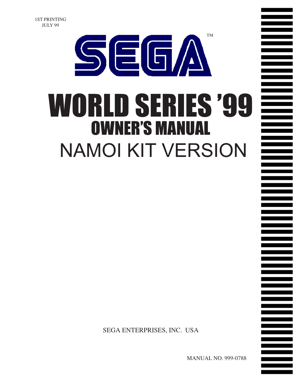 Sega WORLD SERIES '99 User Manual | 25 pages