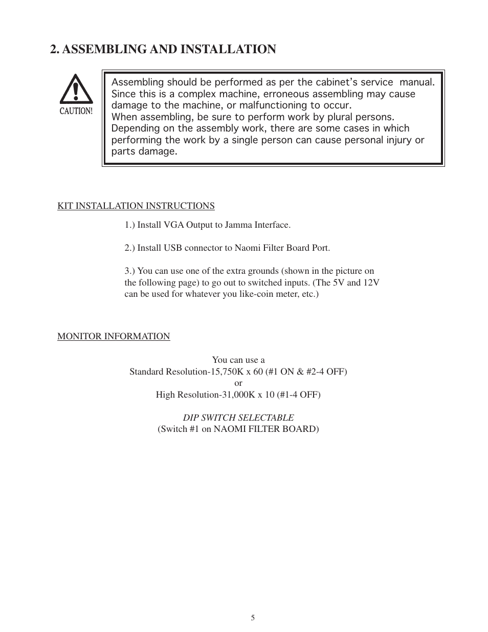 Assembling and installation | Sega WORLD SERIES '99 User Manual | Page 8 / 25