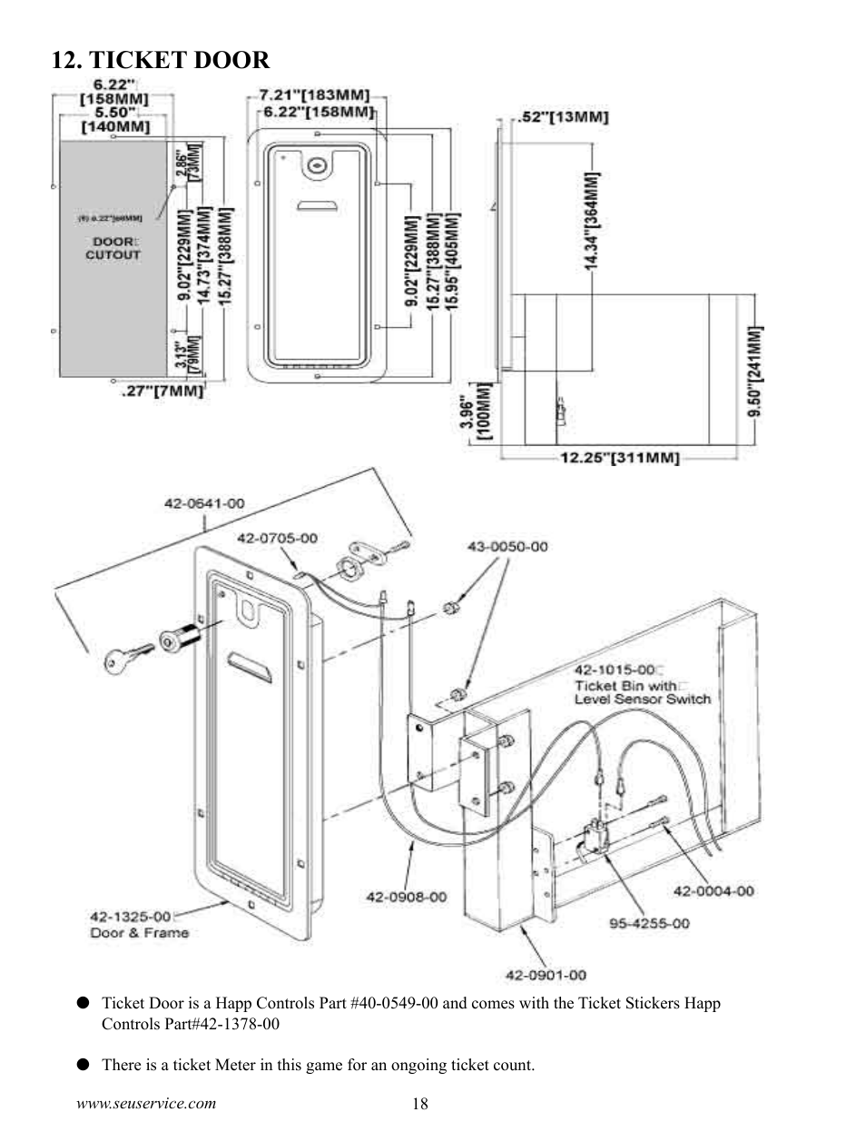 Ticket door | Sega CRAZY TAXI 999-1618 User Manual | Page 26 / 46