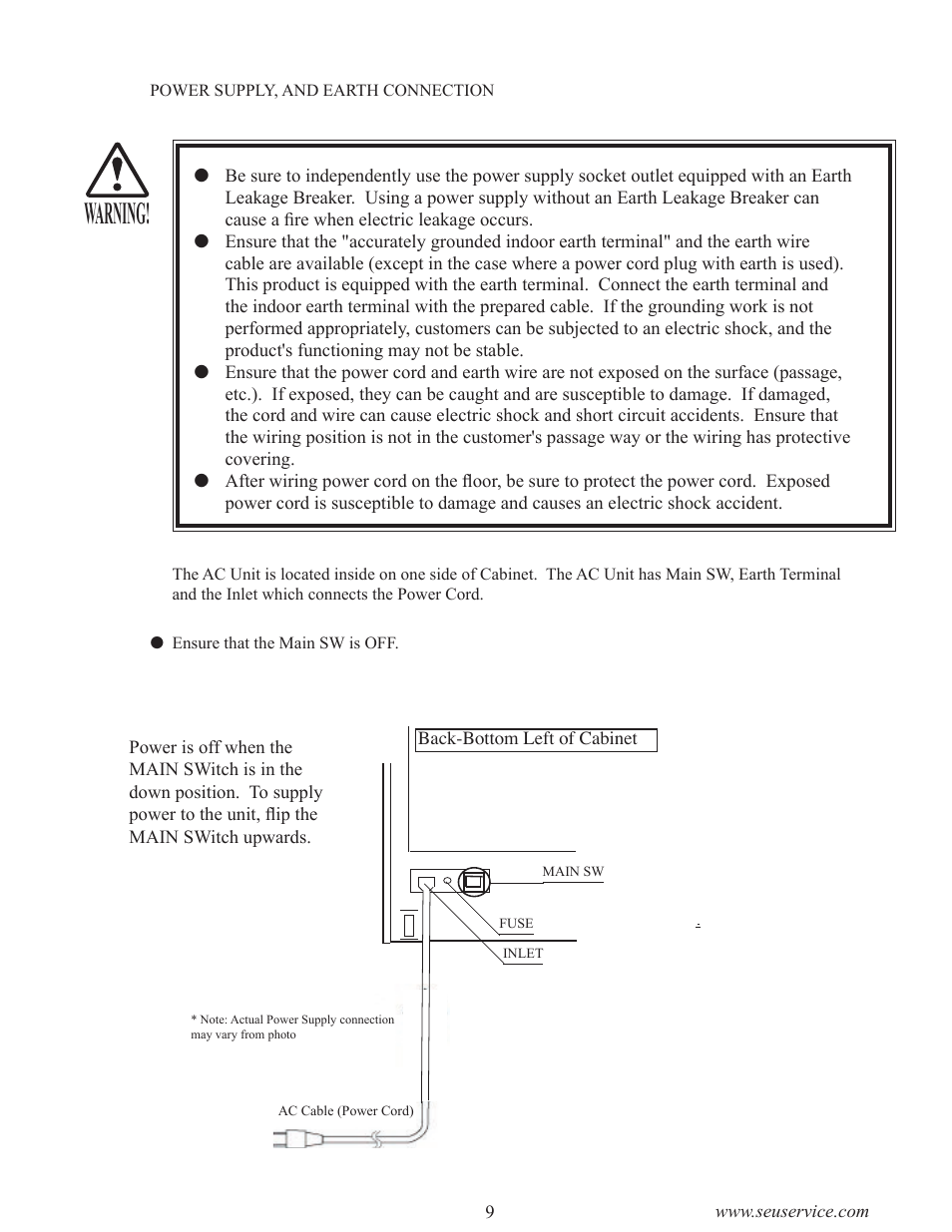 Warning | Sega GAME SHOW User Manual | Page 17 / 34