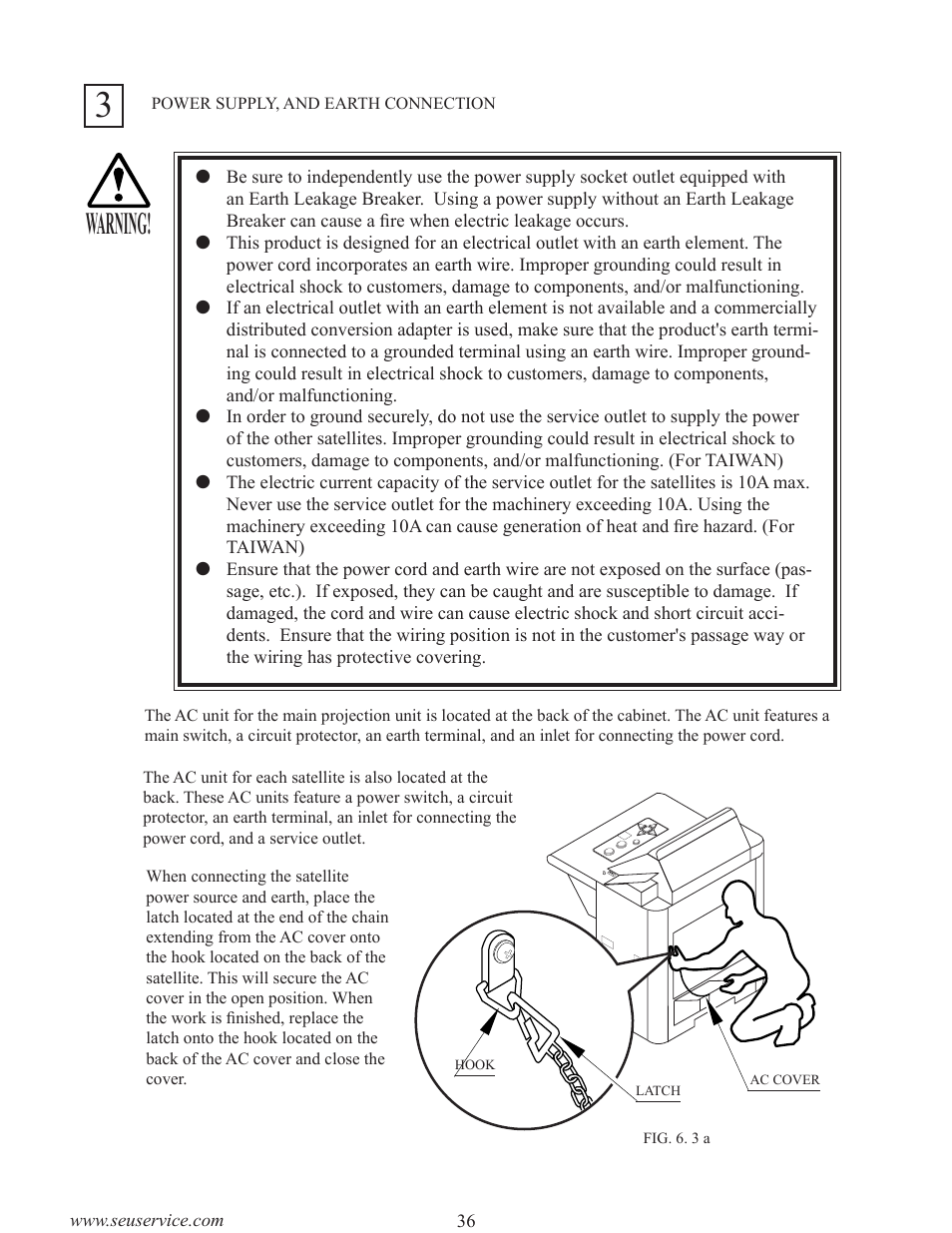 Warning | Sega Satellite TV System User Manual | Page 4 / 14