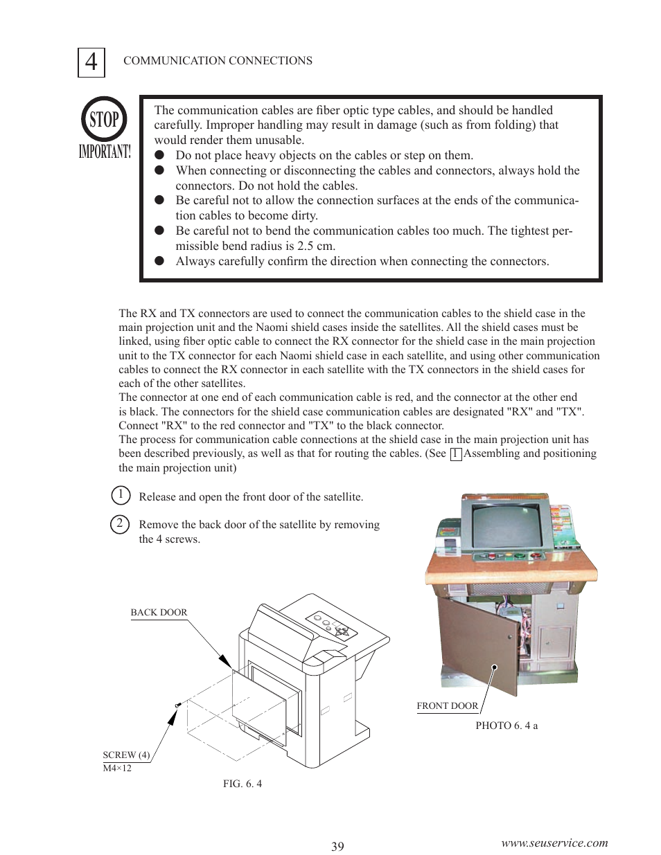 Stop, Important | Sega Satellite TV System User Manual | Page 7 / 14