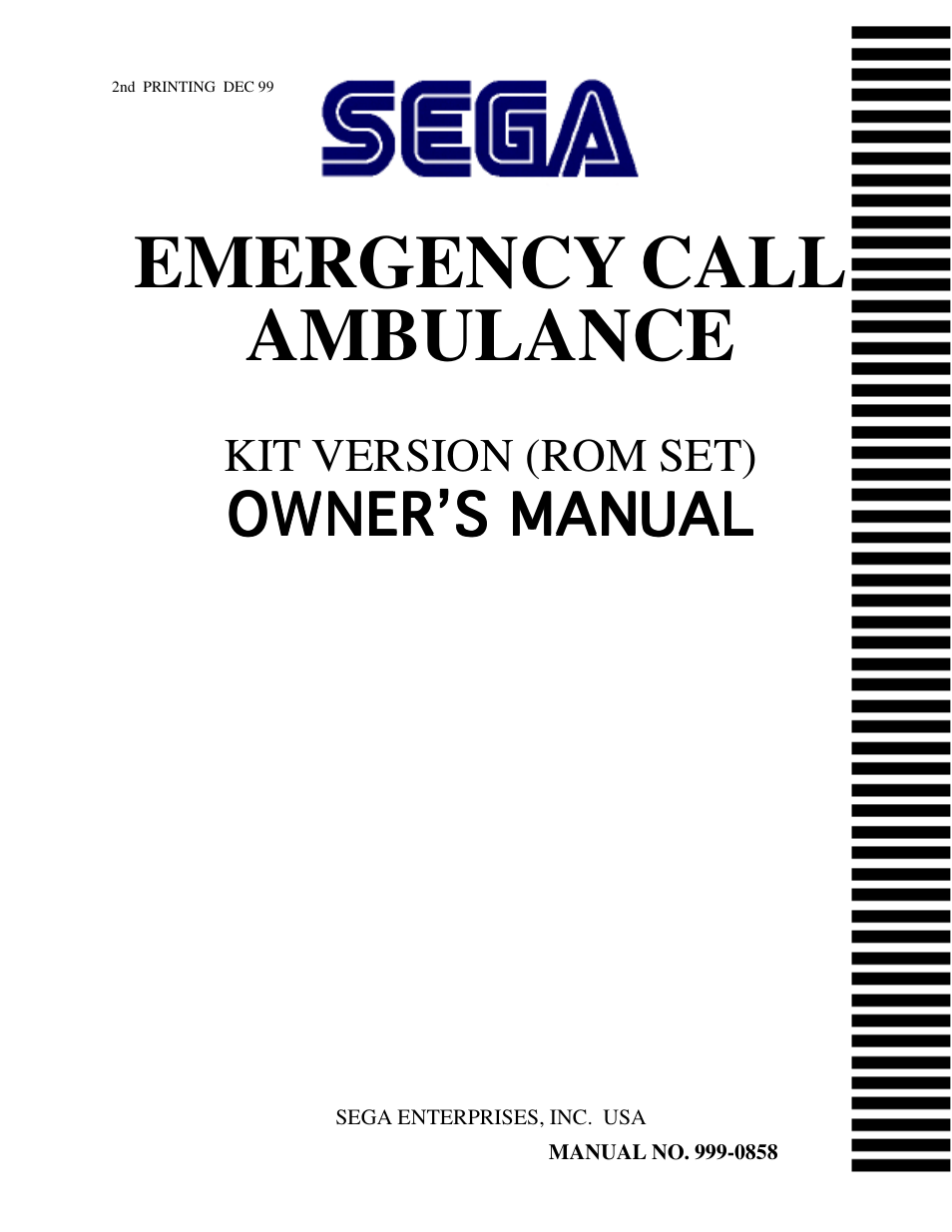 Sega 999-0858 User Manual | 8 pages