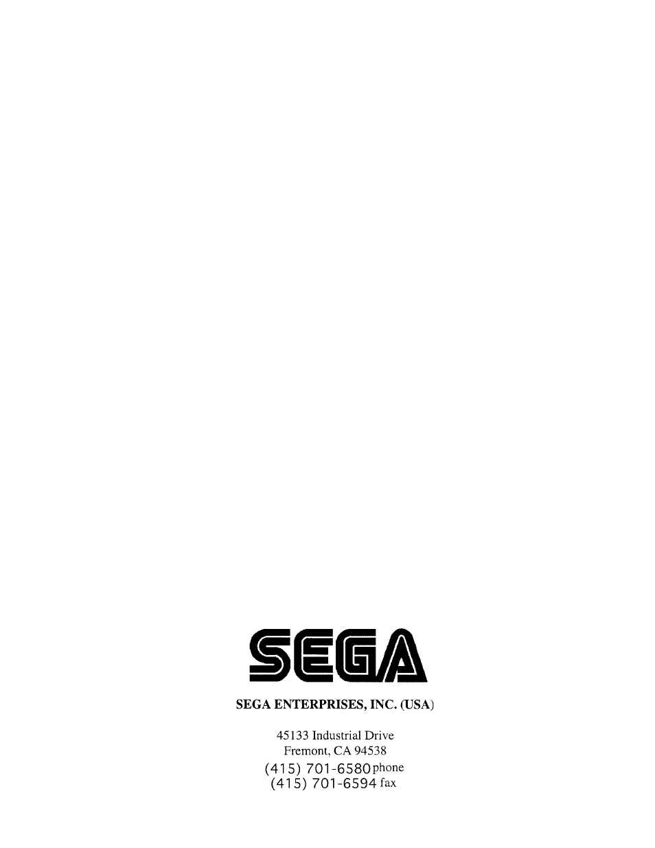 Sega 999-0858 User Manual | Page 8 / 8