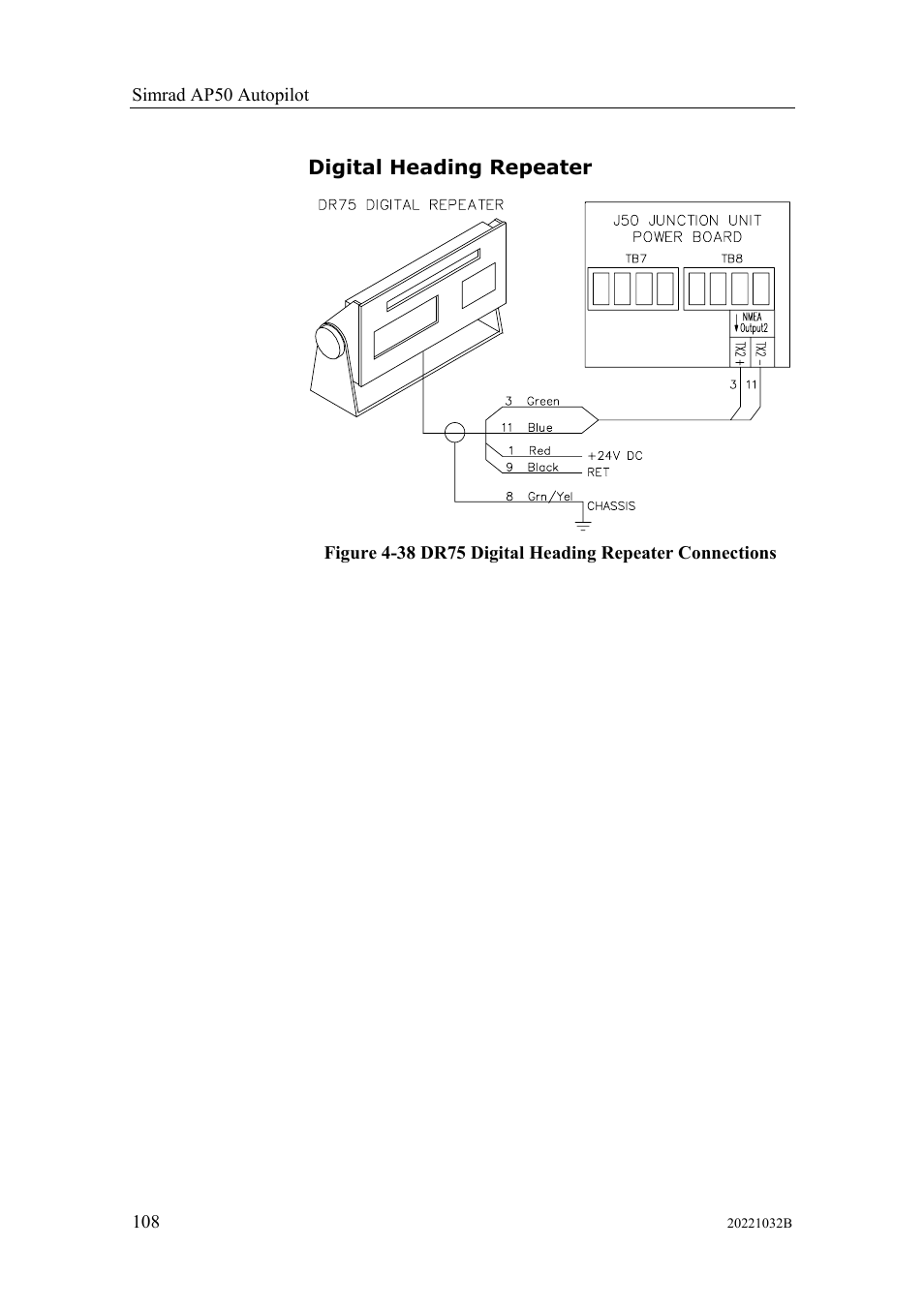 Digital heading repeater | Simrad AUTOPILOT SYSTEM AP50 User Manual | Page 110 / 188