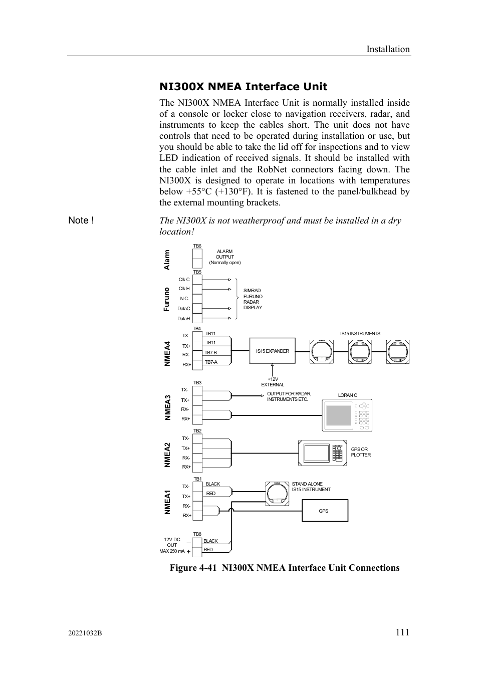 Ni300x nmea interface unit, Installation | Simrad AUTOPILOT SYSTEM AP50 User Manual | Page 113 / 188