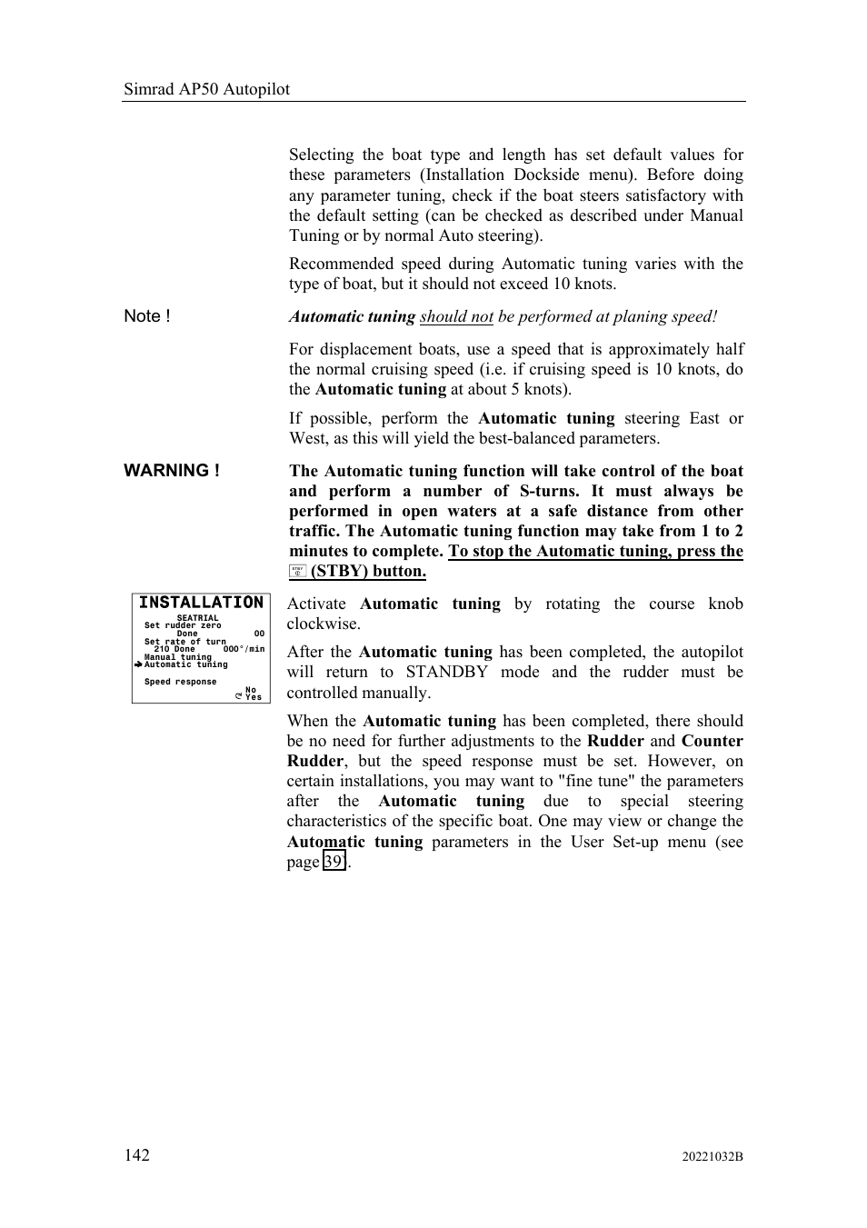 Stby) button | Simrad AUTOPILOT SYSTEM AP50 User Manual | Page 144 / 188