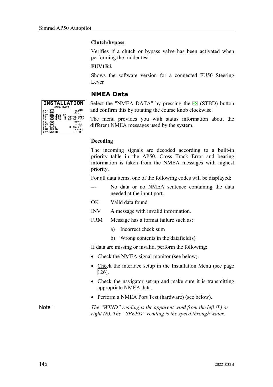 Nmea data | Simrad AUTOPILOT SYSTEM AP50 User Manual | Page 148 / 188