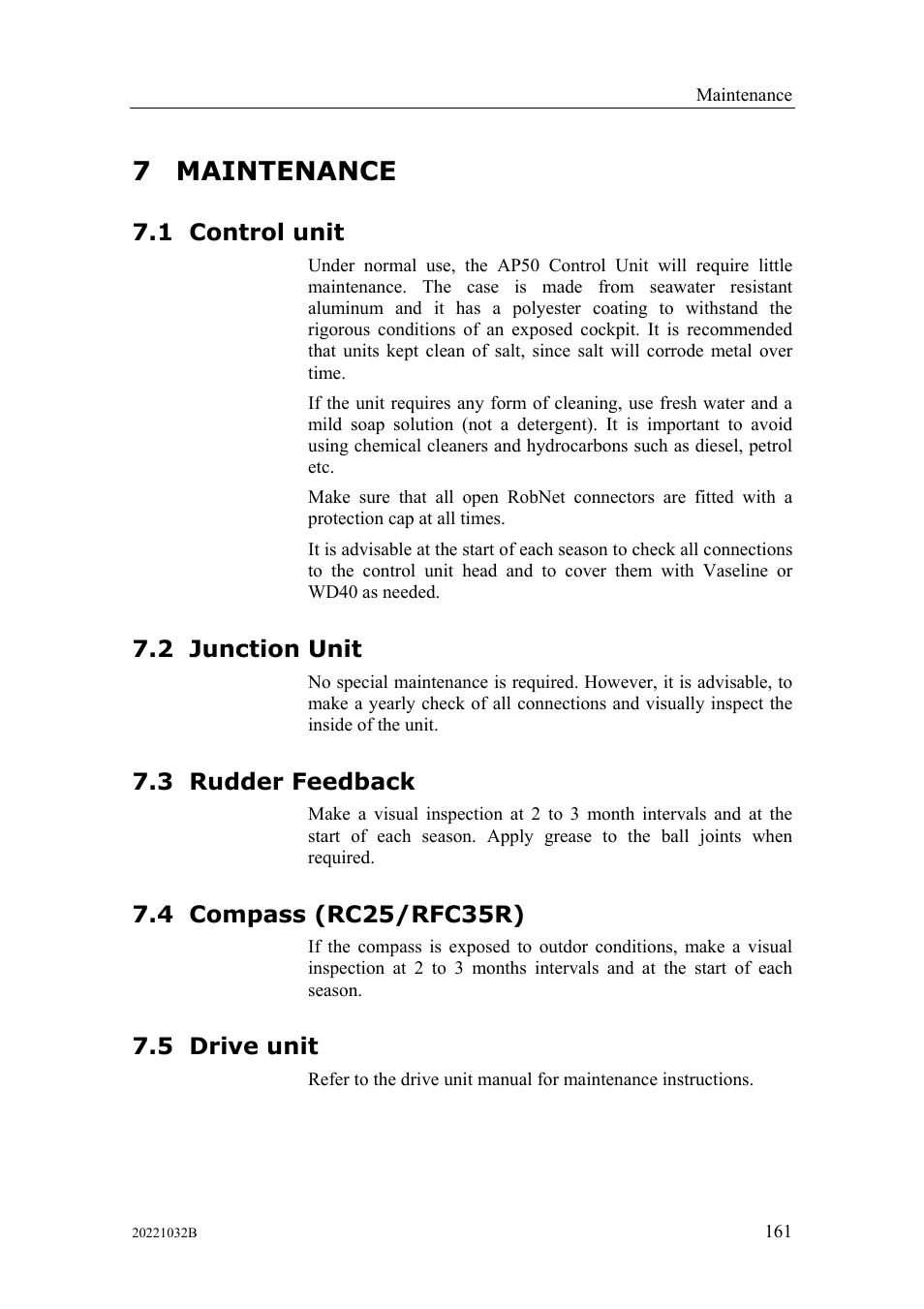 Maintenance, Control unit, Junction unit | Rudder feedback, Compass (rc25/rfc35r), Drive unit, 1 control, Unit, 2 junction, 3 rudder | Simrad AUTOPILOT SYSTEM AP50 User Manual | Page 163 / 188