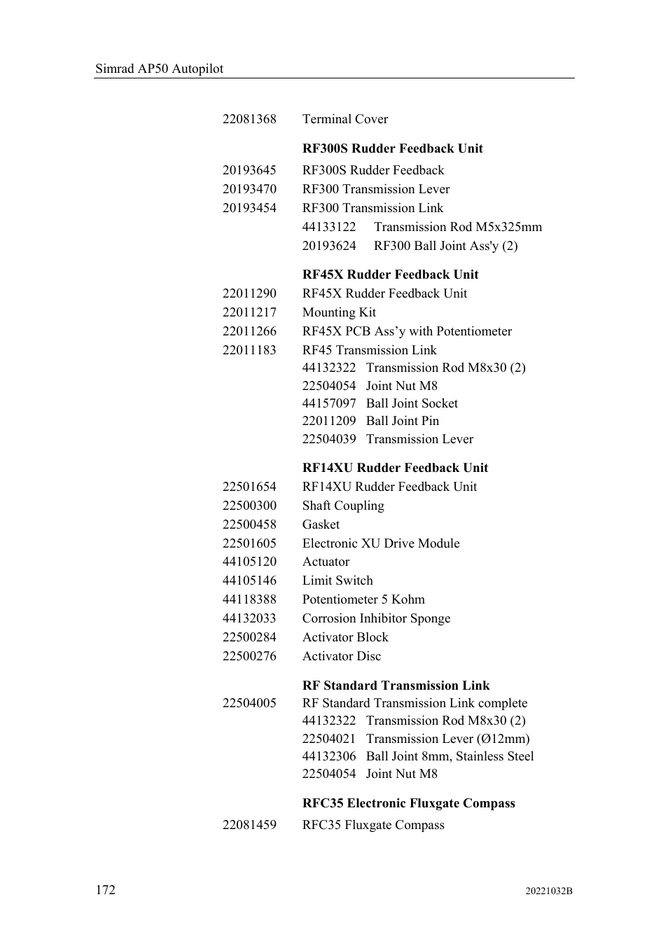Simrad AUTOPILOT SYSTEM AP50 User Manual | Page 174 / 188