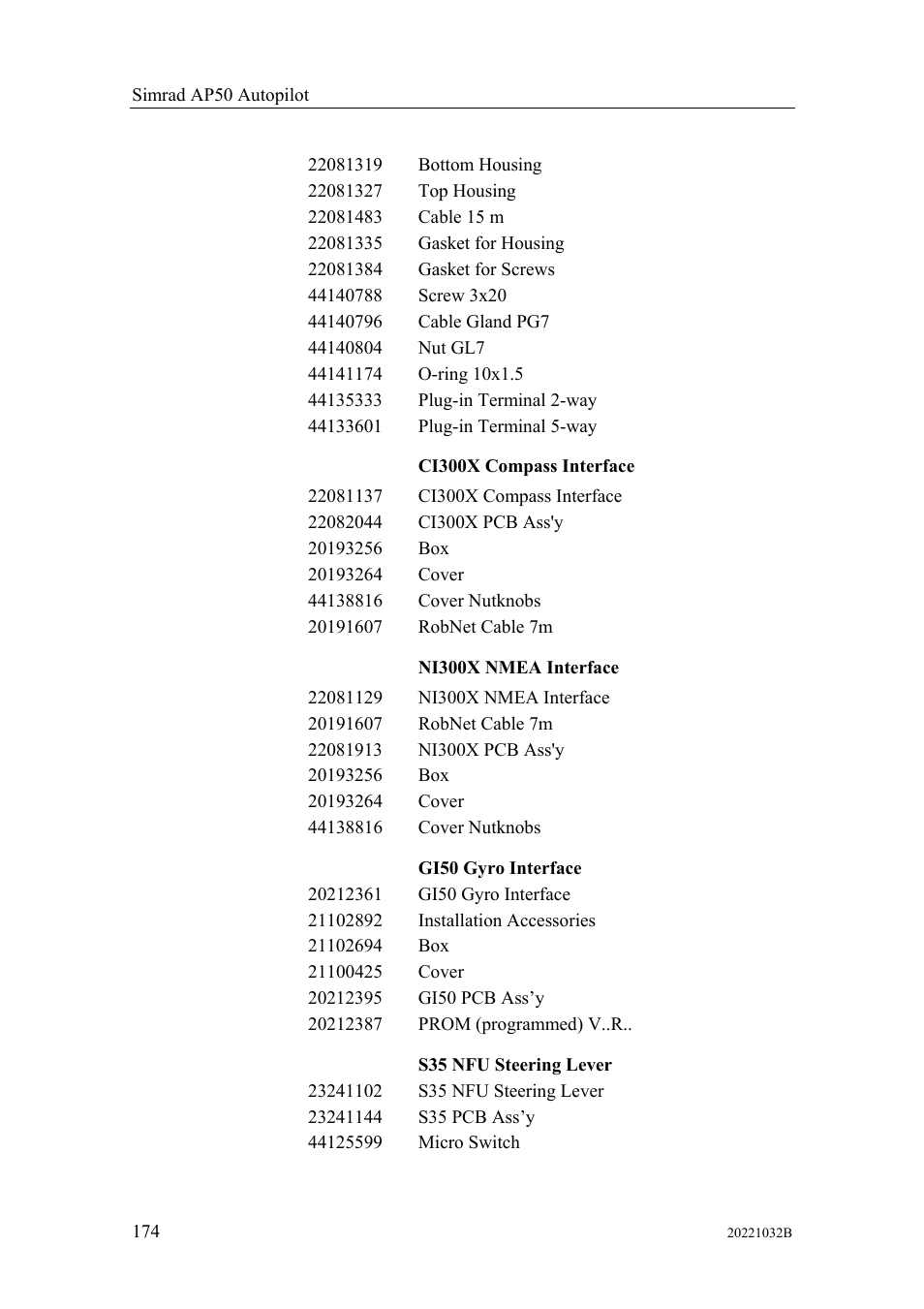 Simrad AUTOPILOT SYSTEM AP50 User Manual | Page 176 / 188