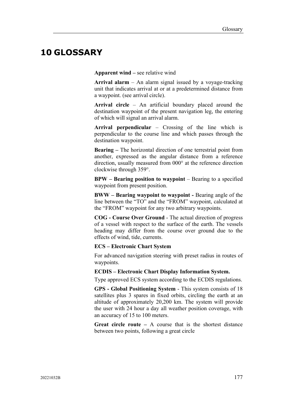 Glossary, 10 glossary | Simrad AUTOPILOT SYSTEM AP50 User Manual | Page 179 / 188