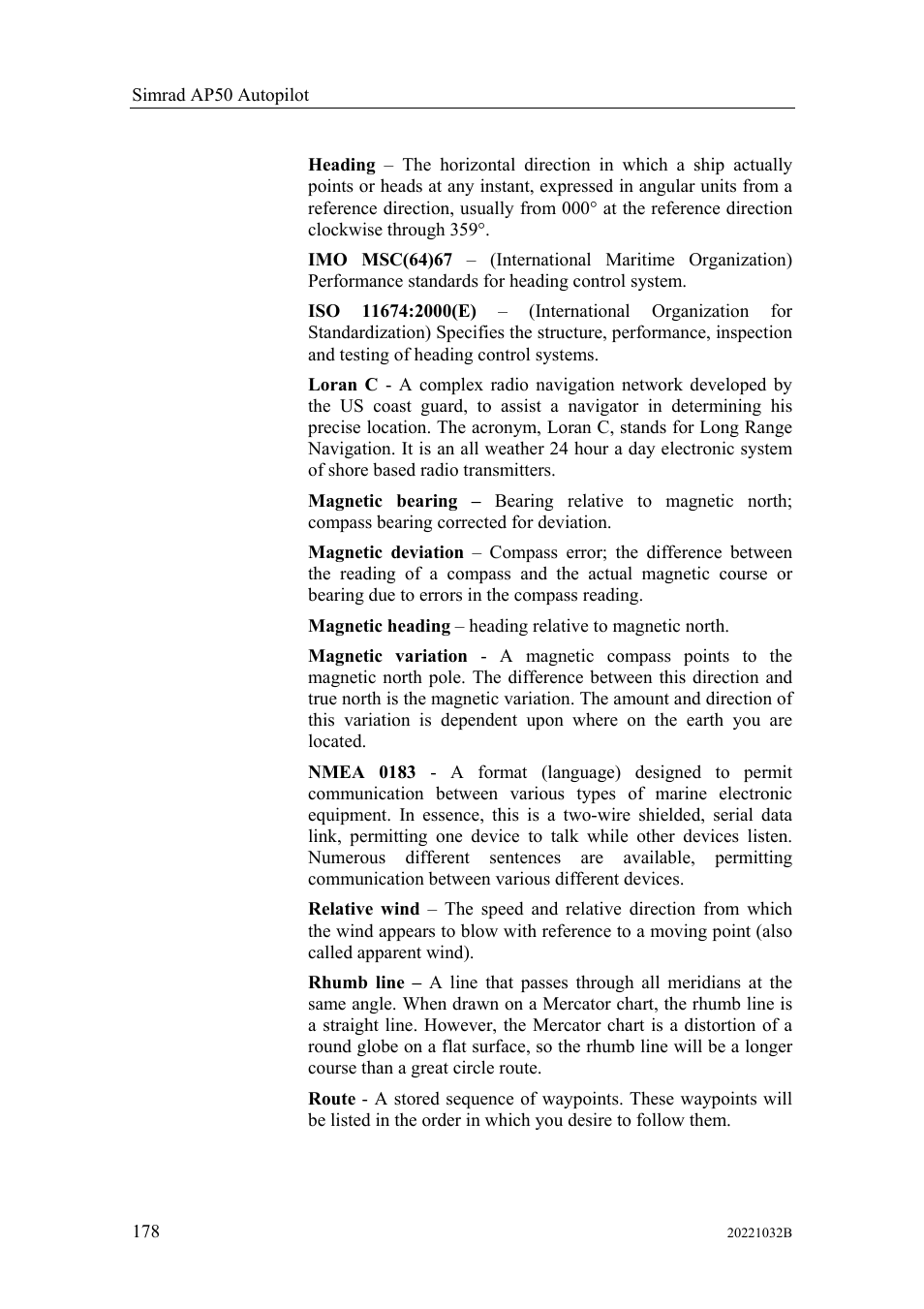 Simrad AUTOPILOT SYSTEM AP50 User Manual | Page 180 / 188