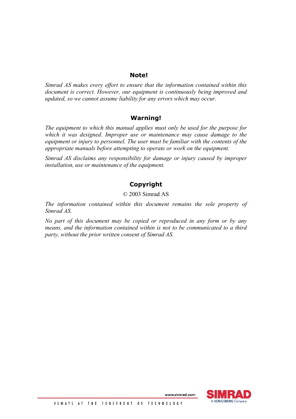 Simrad AUTOPILOT SYSTEM AP50 User Manual | Page 2 / 188