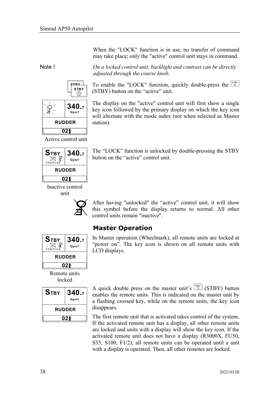 Master operation, External system selection, User set-up menu | Simrad AUTOPILOT SYSTEM AP50 User Manual | Page 40 / 188