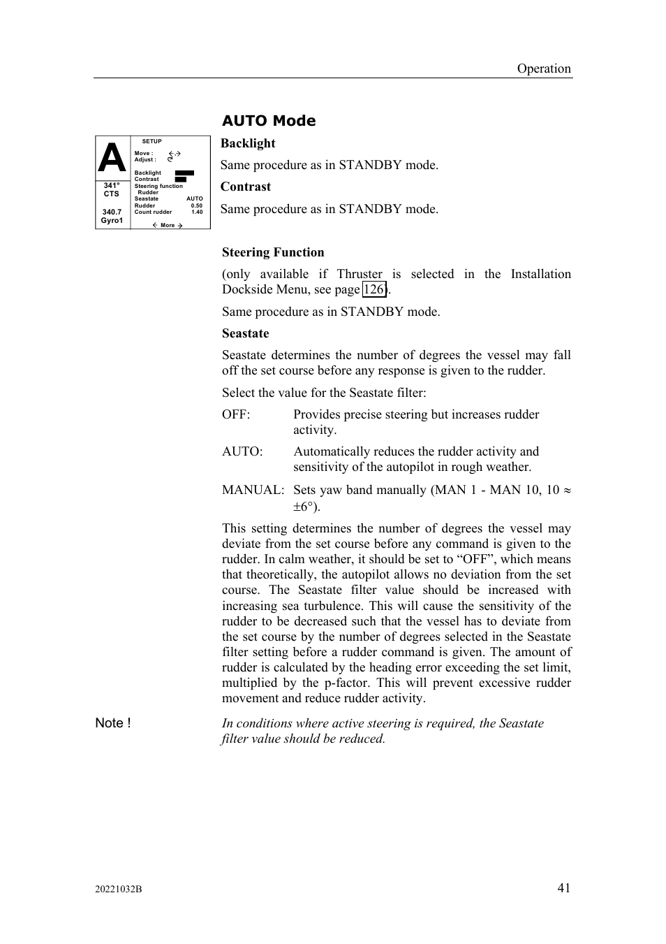 Auto mode | Simrad AUTOPILOT SYSTEM AP50 User Manual | Page 43 / 188