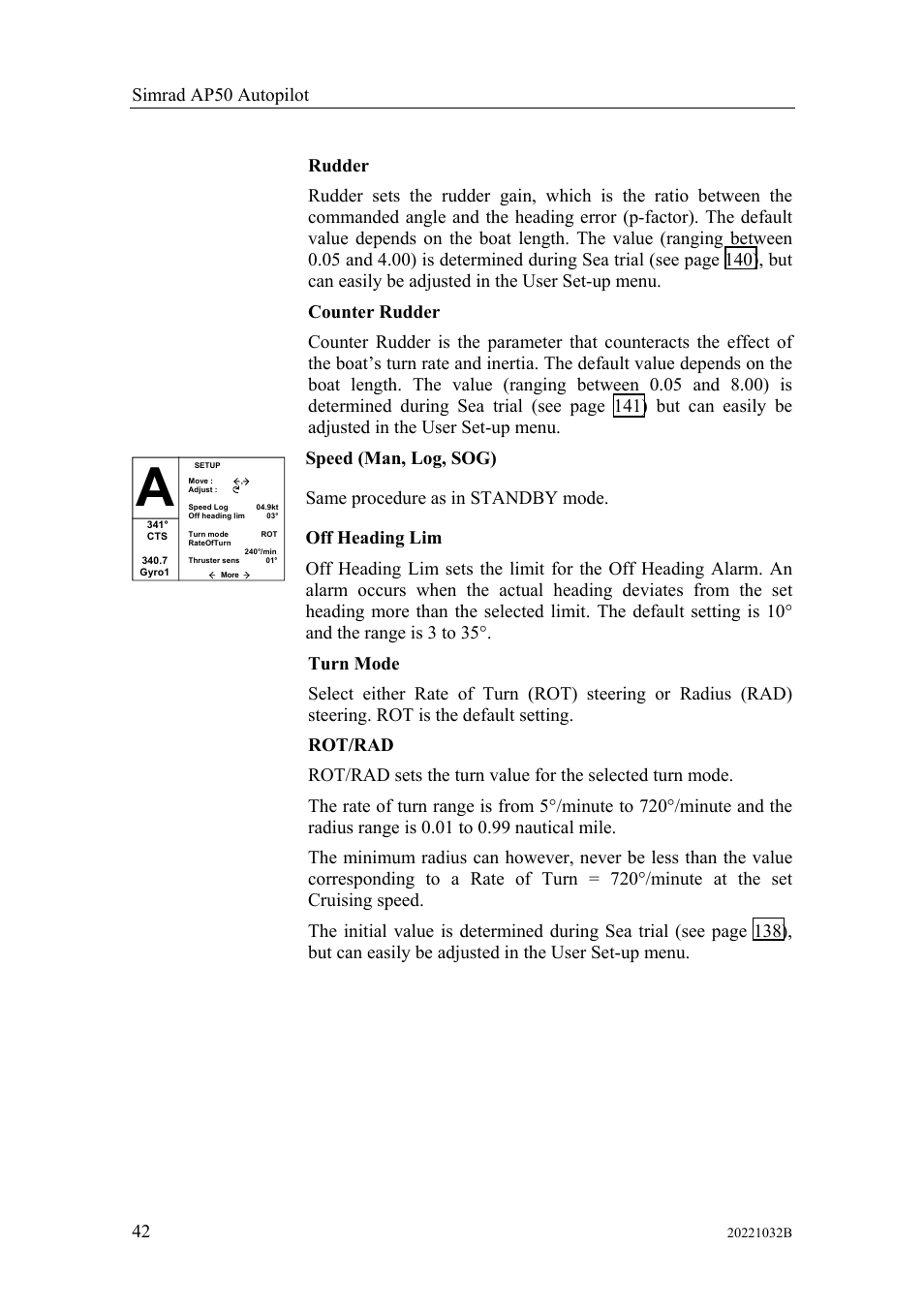 Simrad AUTOPILOT SYSTEM AP50 User Manual | Page 44 / 188