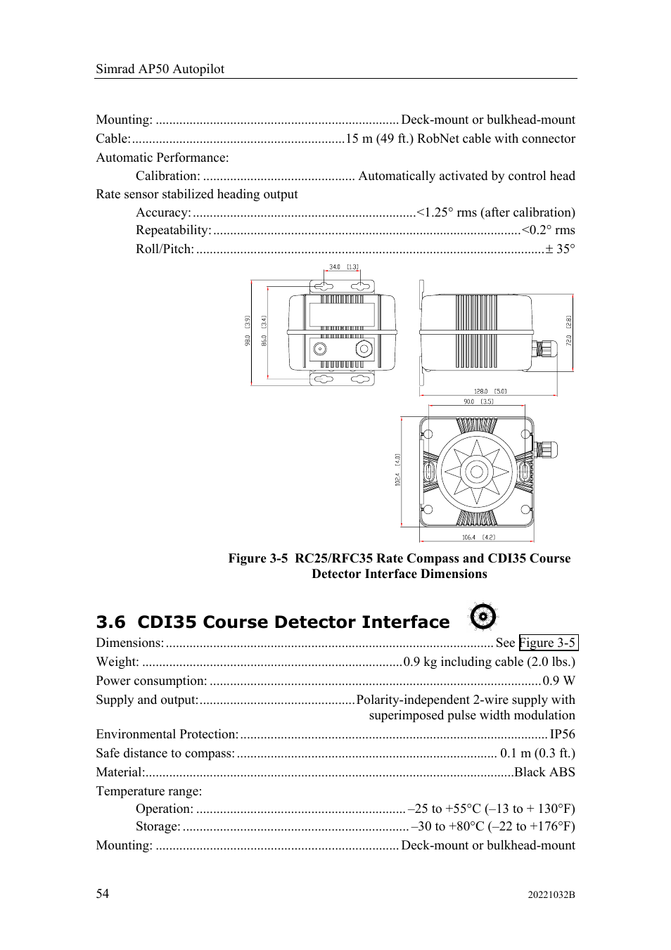 Cdi35 course detector interface, 6 cdi35 course detector interface | Simrad AUTOPILOT SYSTEM AP50 User Manual | Page 56 / 188