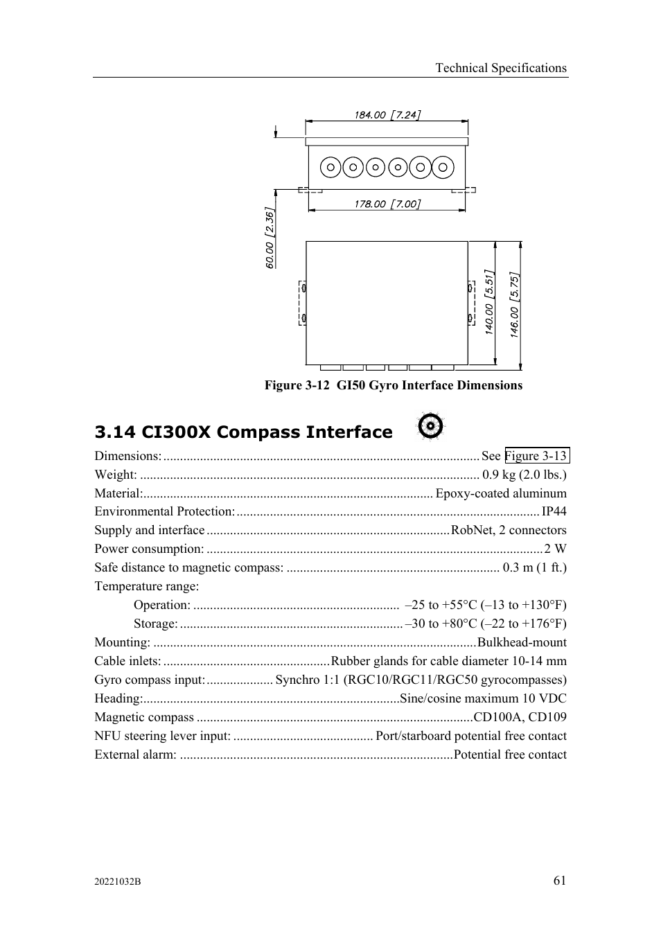 Ci300x compass interface, 14 ci300x compass interface | Simrad AUTOPILOT SYSTEM AP50 User Manual | Page 63 / 188