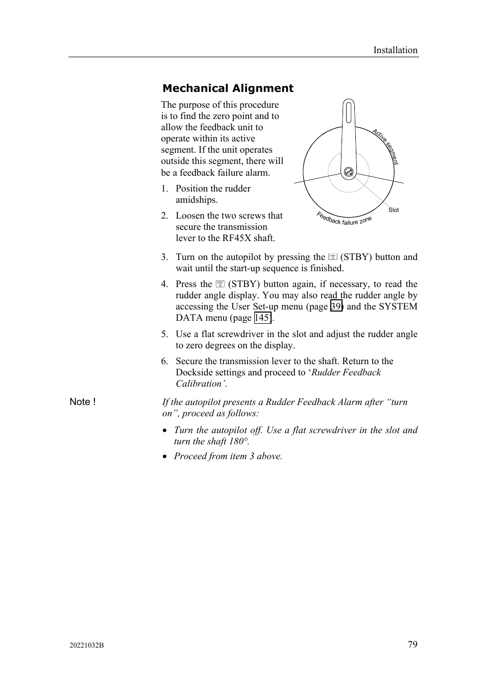 Mechanical alignment | Simrad AUTOPILOT SYSTEM AP50 User Manual | Page 81 / 188