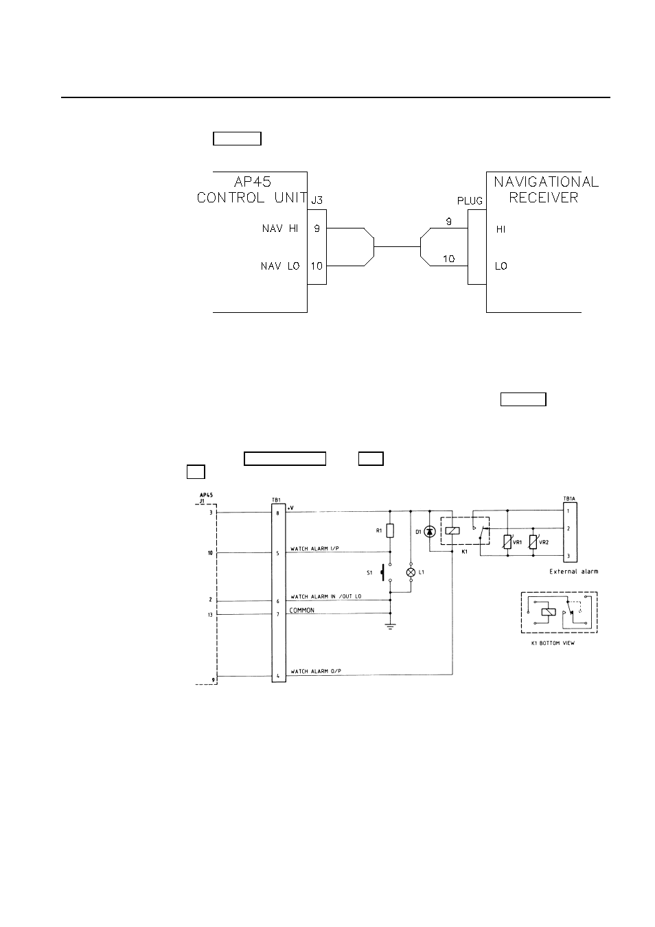Watch alarm, Watch alarm -37, 44 ap45/n | Avigation receiver, Iring, 45 wa9 c, Ircuit, Iring diagram, Watch alarm”, p | Simrad ROBERTSON AP45 User Manual | Page 87 / 124