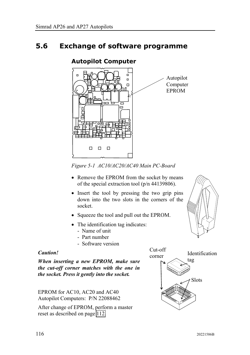 Exchange of software programme, Autopilot computer, 6 exchange of software programme | Simrad Autopilot AP26 User Manual | Page 118 / 152