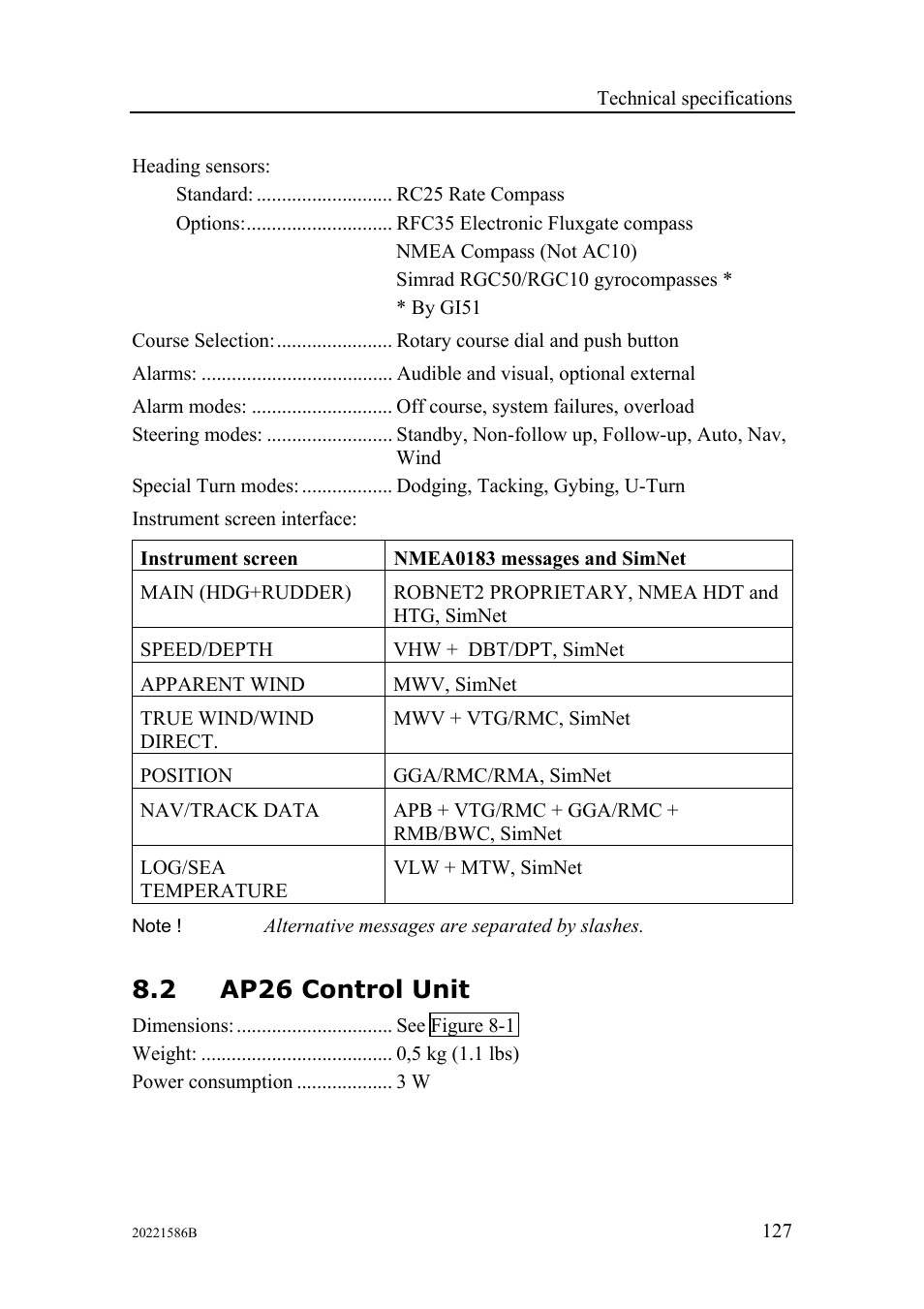 Ap26 control unit, 2 ap26 control unit | Simrad Autopilot AP26 User Manual | Page 129 / 152