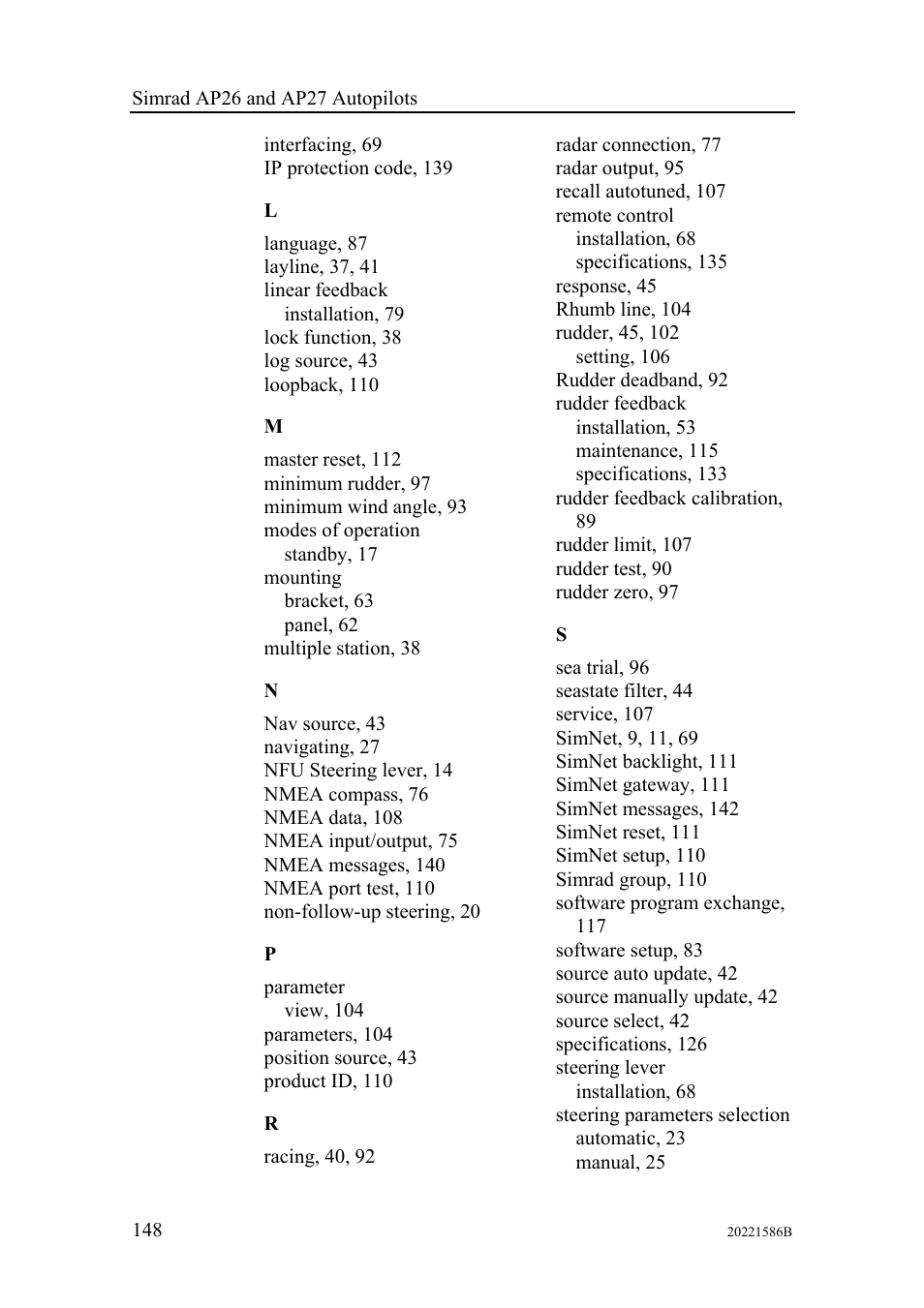 Simrad Autopilot AP26 User Manual | Page 150 / 152