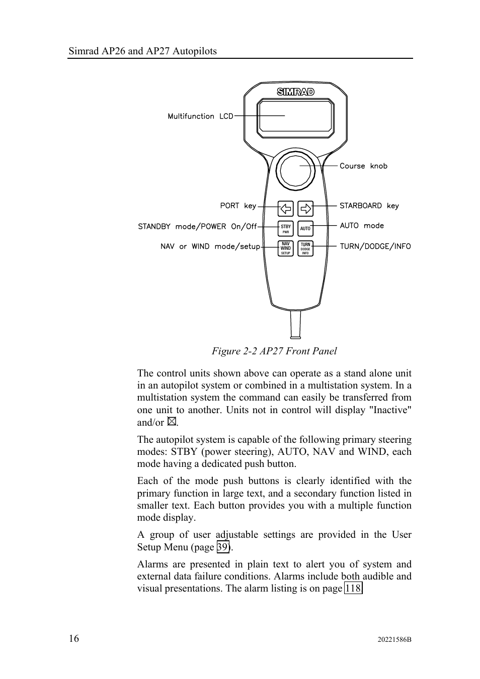 Simrad Autopilot AP26 User Manual | Page 18 / 152