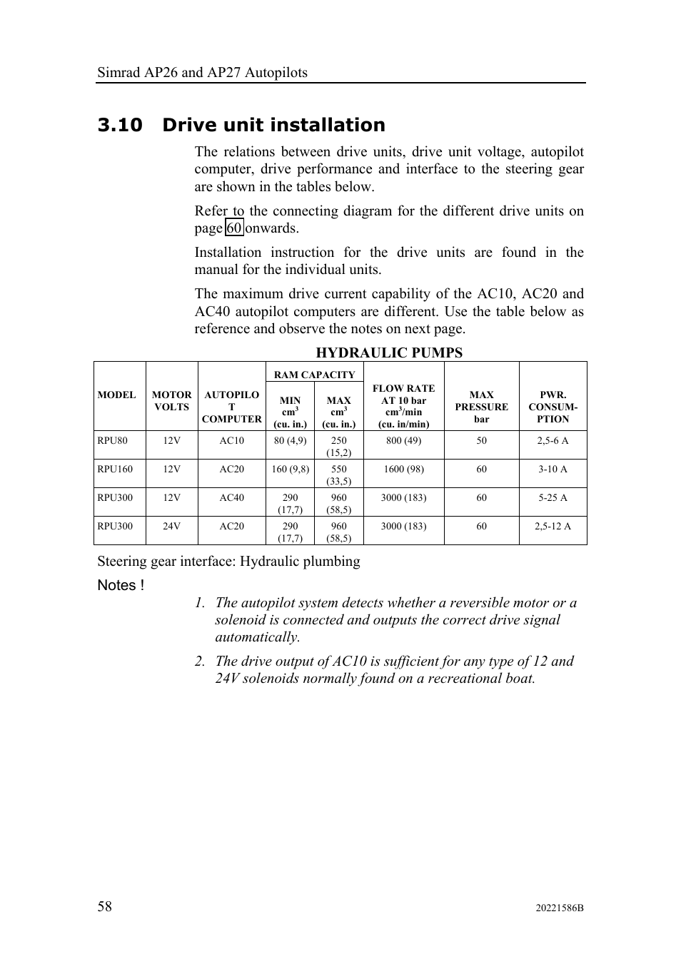 Drive unit installation, 10 drive unit installation | Simrad Autopilot AP26 User Manual | Page 60 / 152