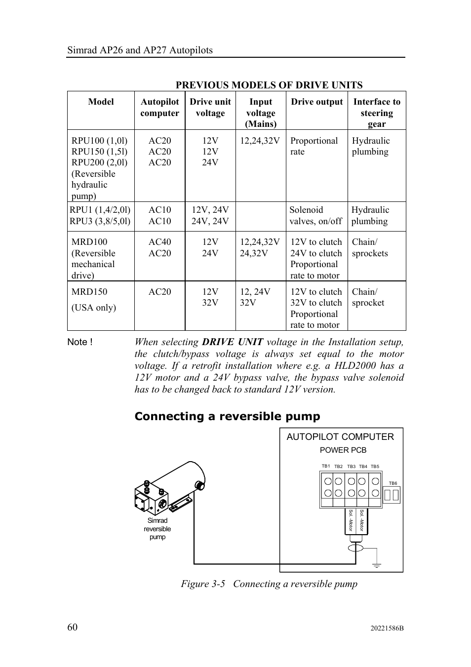 Connecting a reversible pump | Simrad Autopilot AP26 User Manual | Page 62 / 152