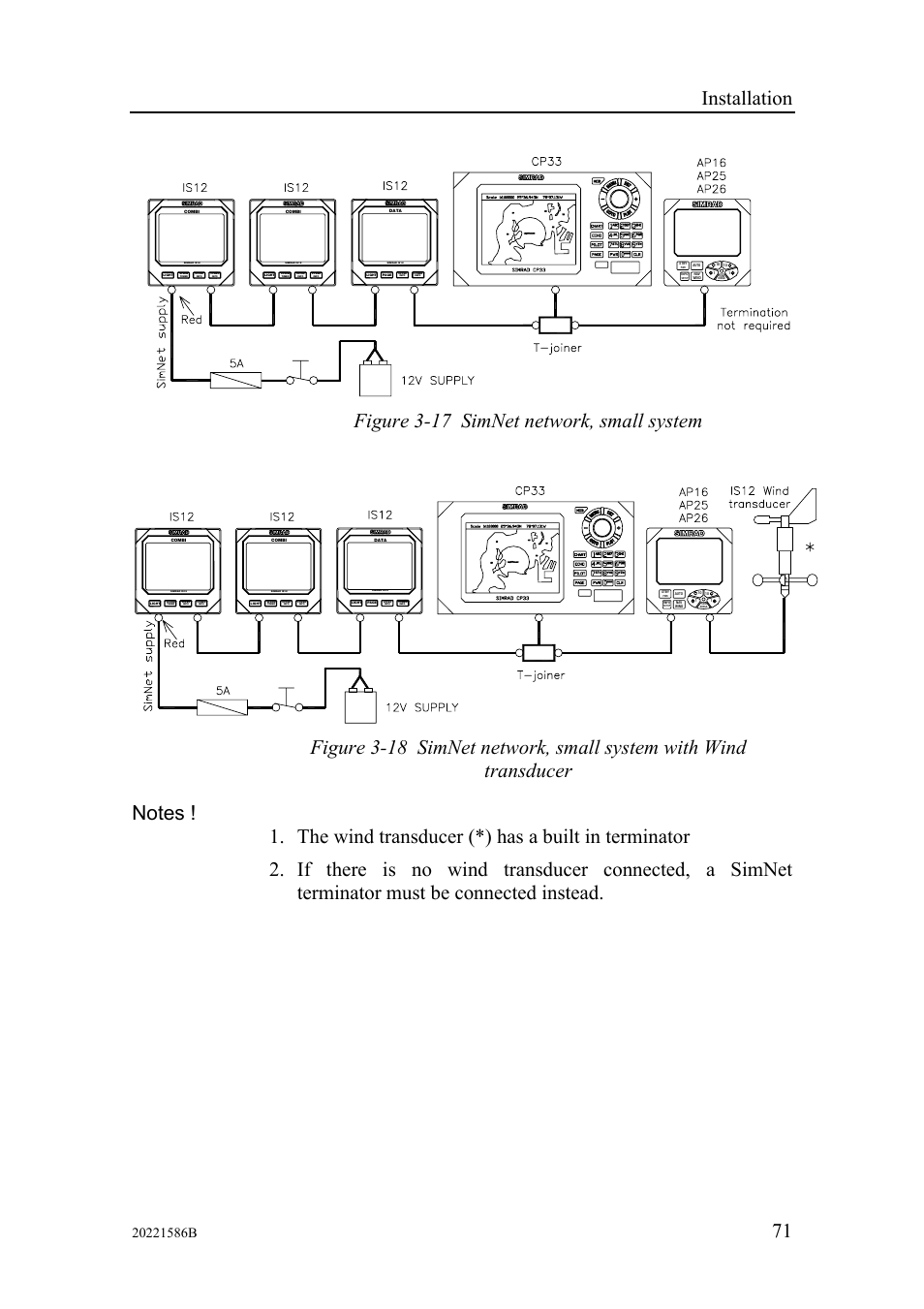 Installation, Figure 3-17 simnet network, small system | Simrad Autopilot AP26 User Manual | Page 73 / 152
