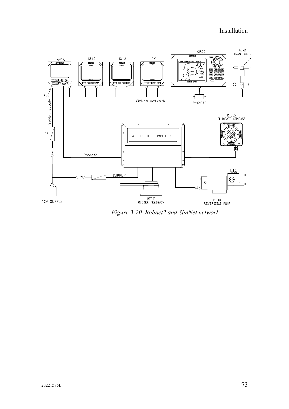 Installation, Figure 3-20 robnet2 and simnet network | Simrad Autopilot AP26 User Manual | Page 75 / 152