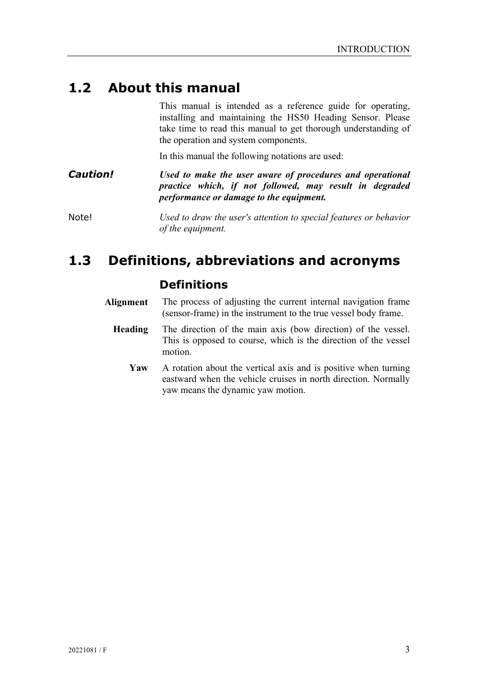 About this manual, Definitions, abbreviations and acronyms, Definitions | 2 about this manual, 3 definitions, abbreviations and acronyms | Simrad HS50 User Manual | Page 11 / 63