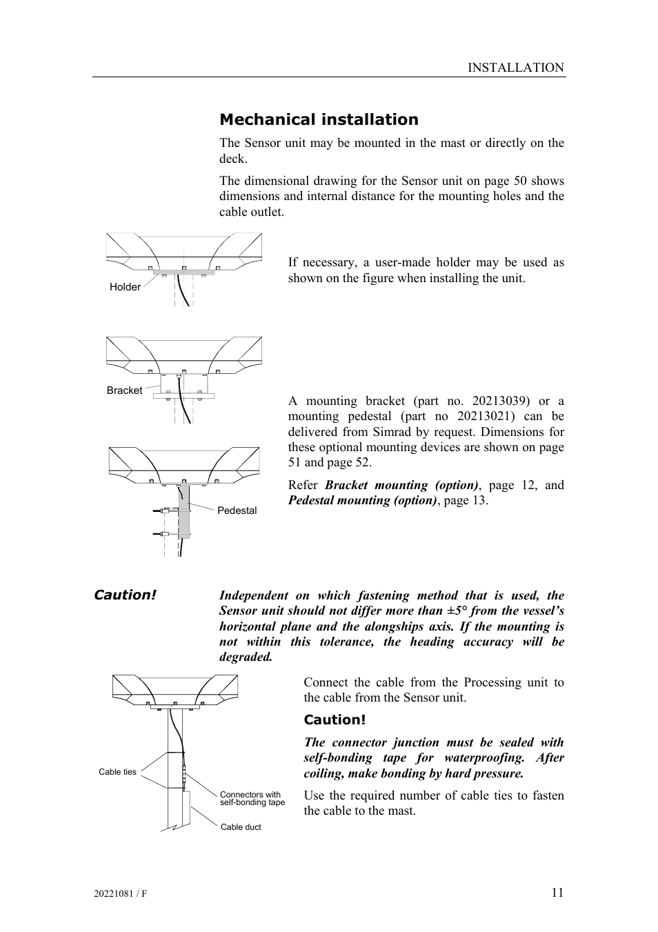 Mechanical installation | Simrad HS50 User Manual | Page 19 / 63