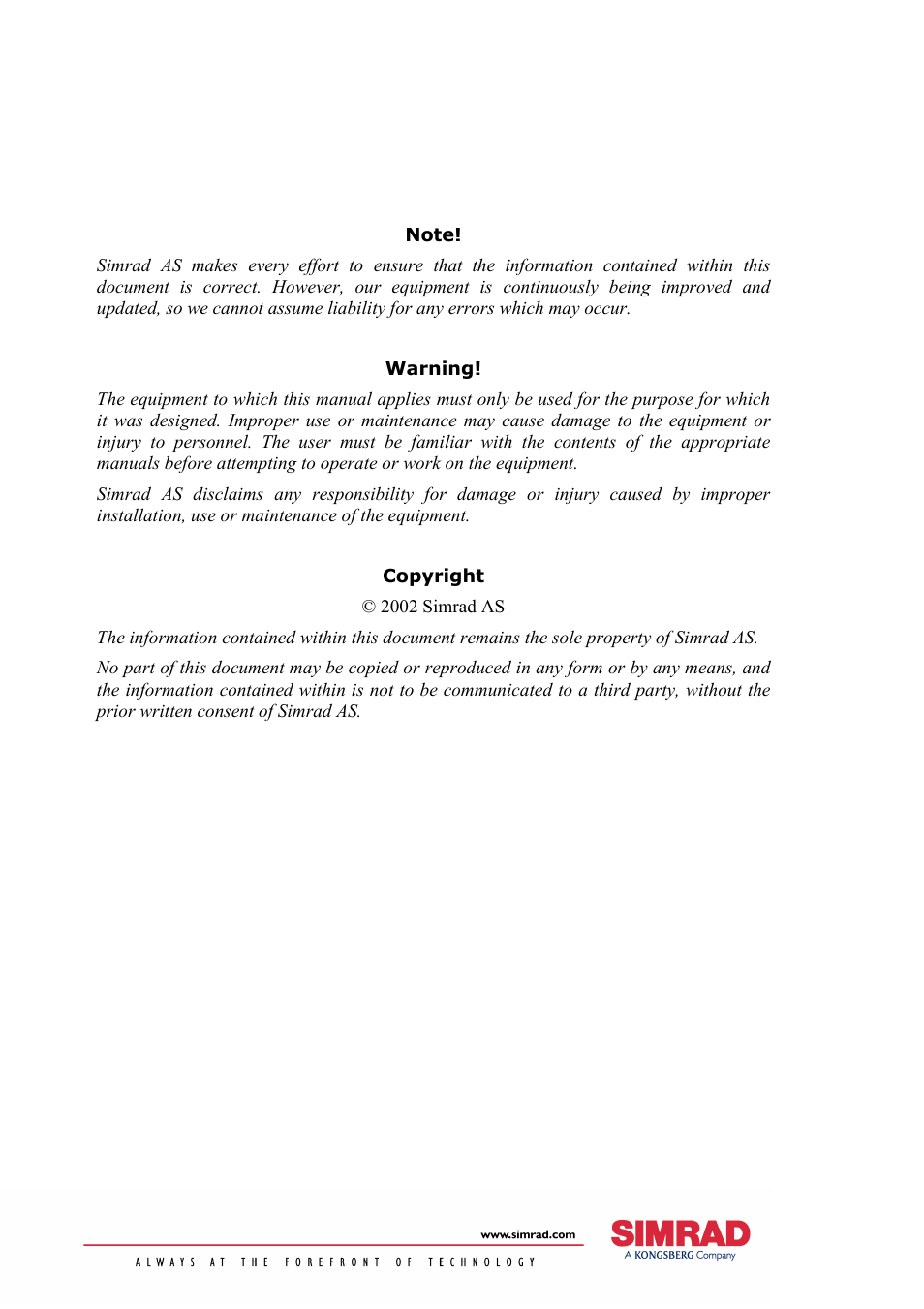 Simrad HS50 User Manual | Page 2 / 63