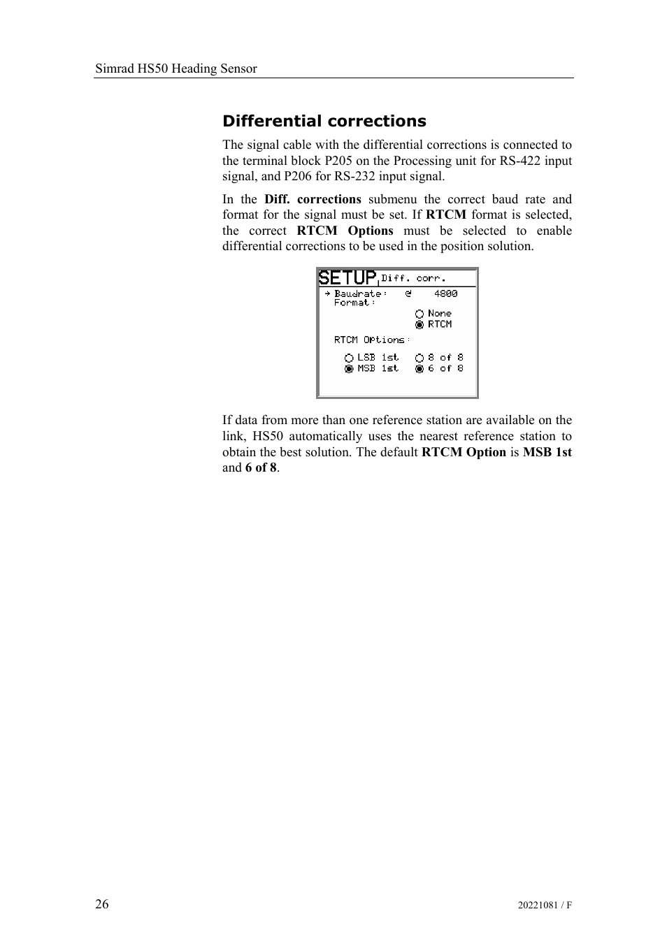 Differential corrections | Simrad HS50 User Manual | Page 34 / 63